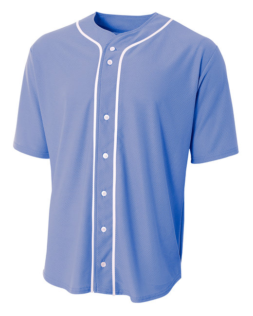 A4 Adult Unisex 5.9oz 90% polyester, 10% Spandex Short Sleeve Full Button Baseball Jersey